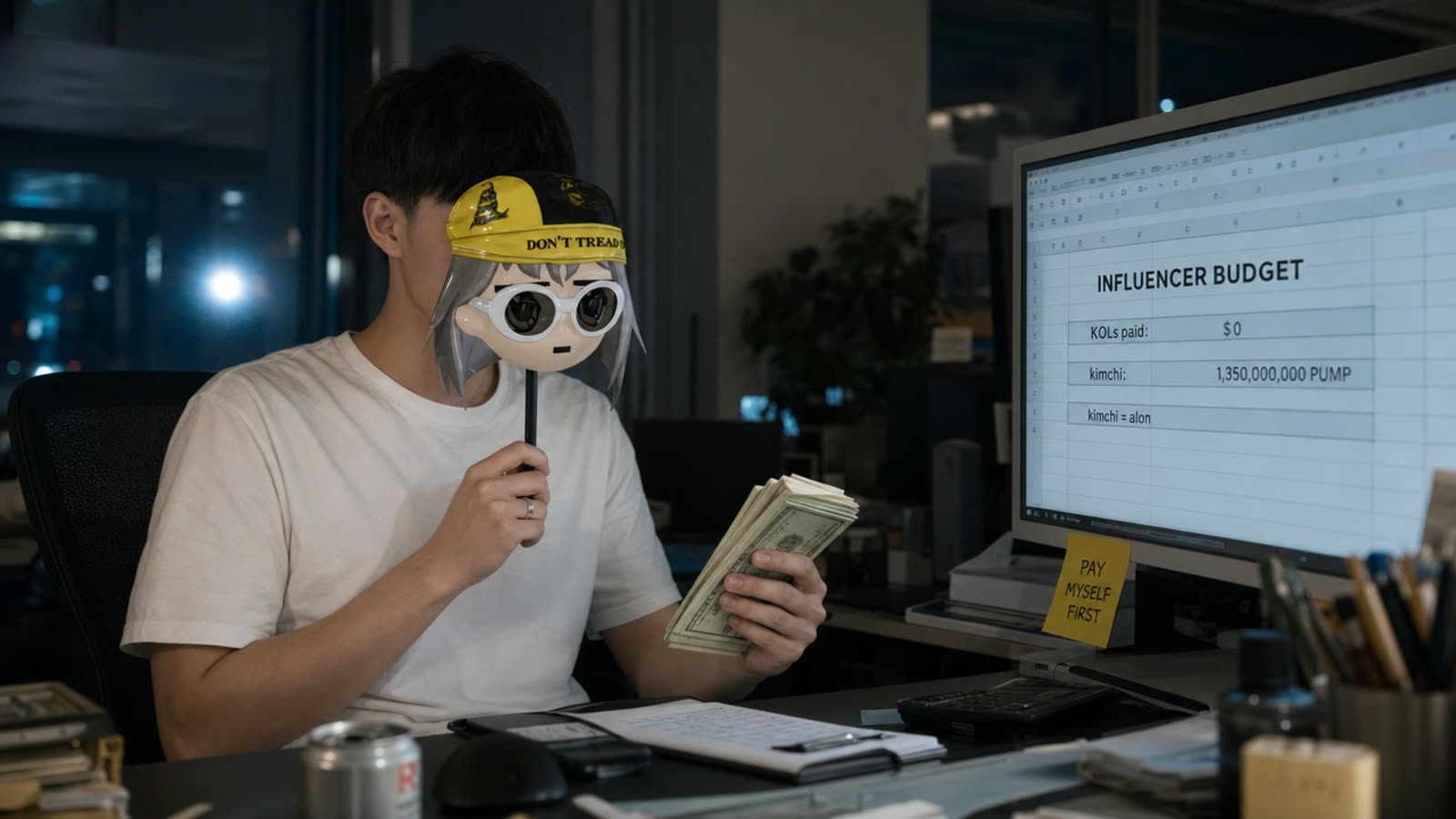Kimchi behind Alon's face counts the influencer budget